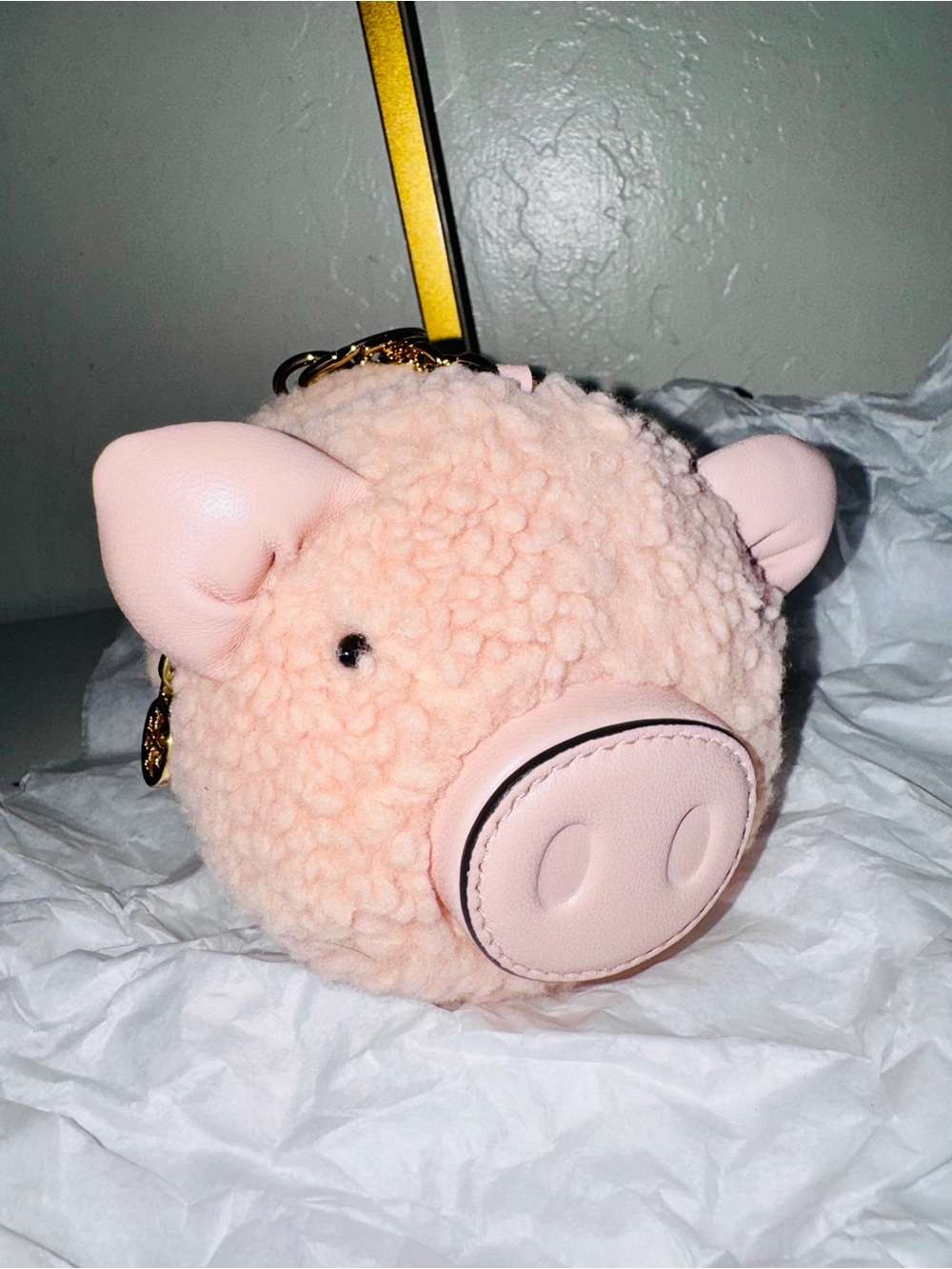 Tory Burch Pig Bag charm keychain novelty coin-purse accessories holder - EUC